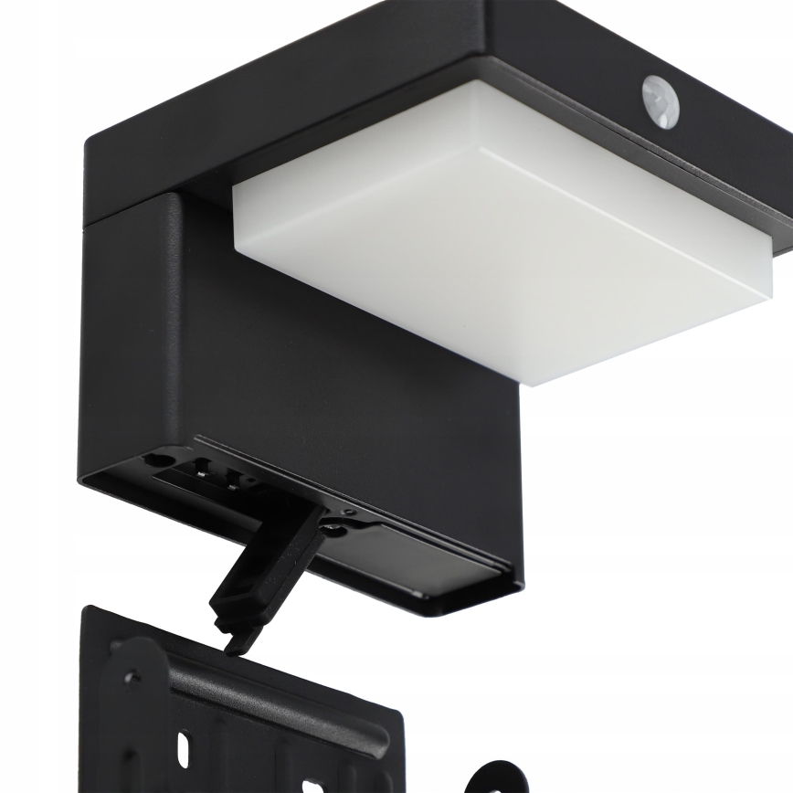 LED solar wall light with sensor LED/5W/3.7V 2000 mAh IP44 black