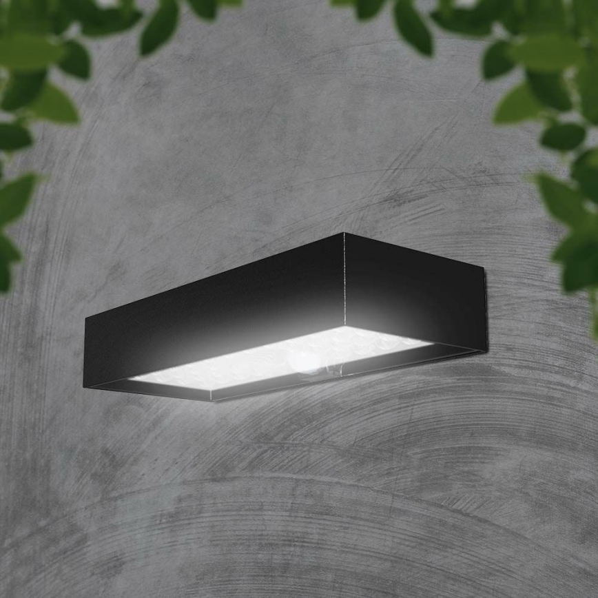 LED Solar wall light with sensor LED/6W/3,7V IP65 4000K black