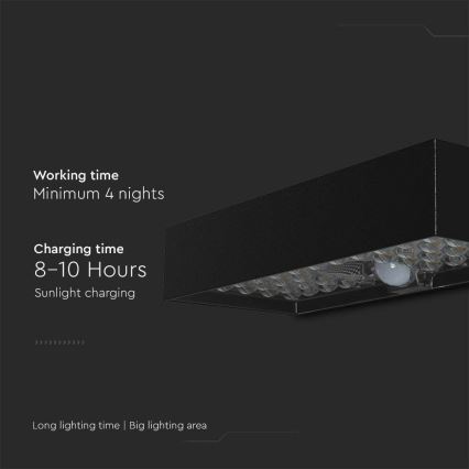 LED Solar wall light with sensor LED/6W/3,7V IP65 4000K black