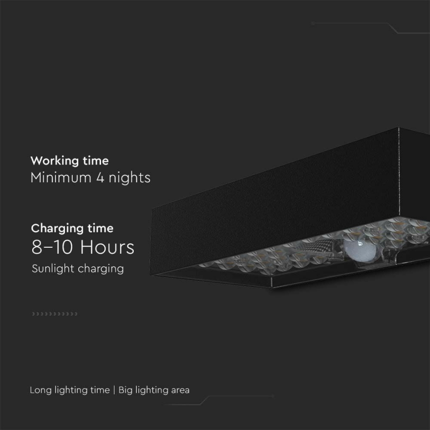 LED Solar wall light with sensor LED/6W/3,7V IP65 4000K black