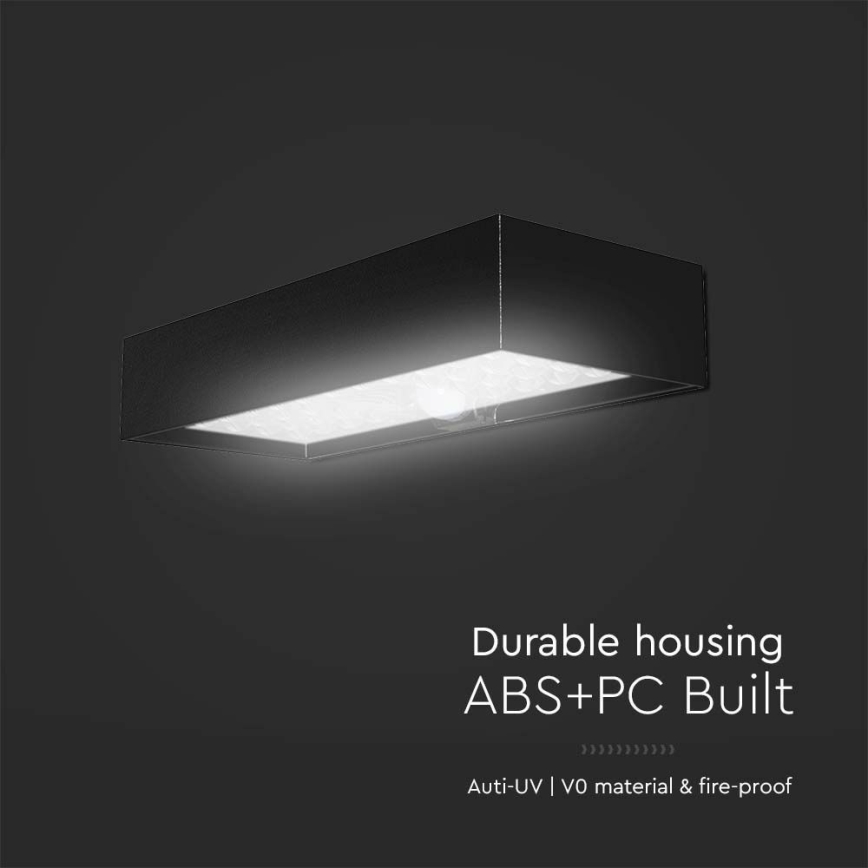 LED Solar wall light with sensor LED/6W/3,7V IP65 4000K black