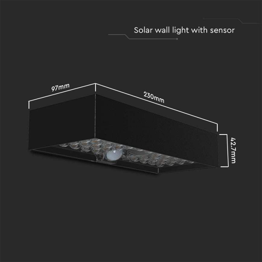 LED Solar wall light with sensor LED/6W/3,7V IP65 4000K black