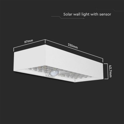 LED Solar wall light with sensor LED/6W/3,7V IP65 4000K white