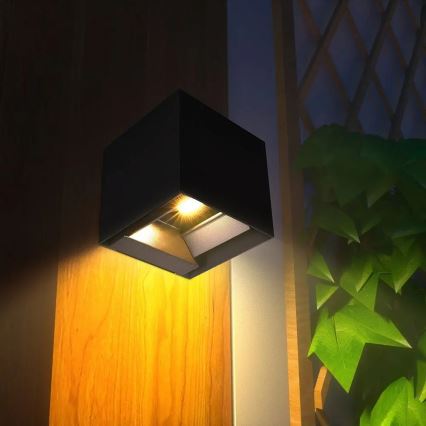Solar LED wall light with sensor LED/9W/3.7V 3000/4000/5000K IP65 2600 mAh black