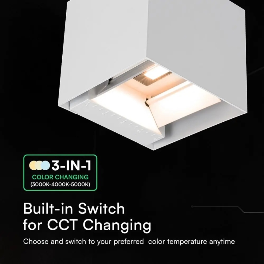 LED Solar Wall Light with Sensor, 9W LED, 3.7V, 3000/4000/5000K, IP65, 2600 mAh, White