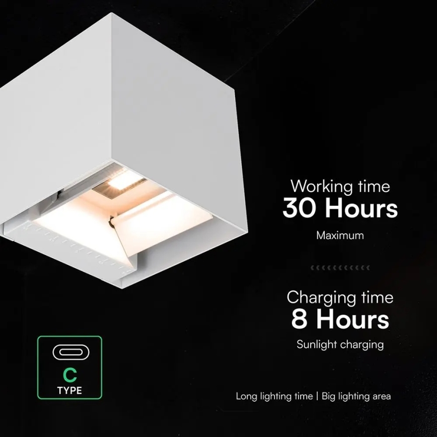 LED Solar Wall Light with Sensor, 9W LED, 3.7V, 3000/4000/5000K, IP65, 2600 mAh, White
