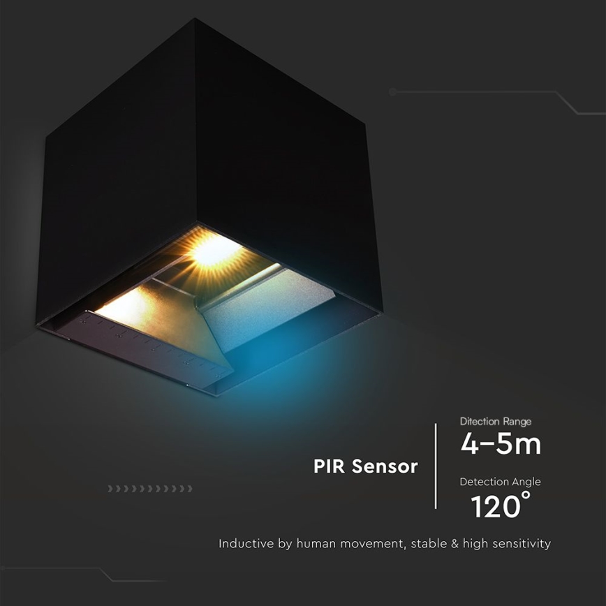 LED Solar wall light with sensor LED/9W/3,7V 3000/4000/5000K 2600 mAh IP65 black