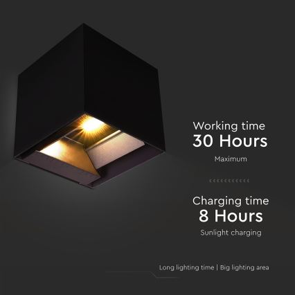 LED Solar wall light with sensor LED/9W/3,7V 3000/4000/5000K 2600 mAh IP65 black