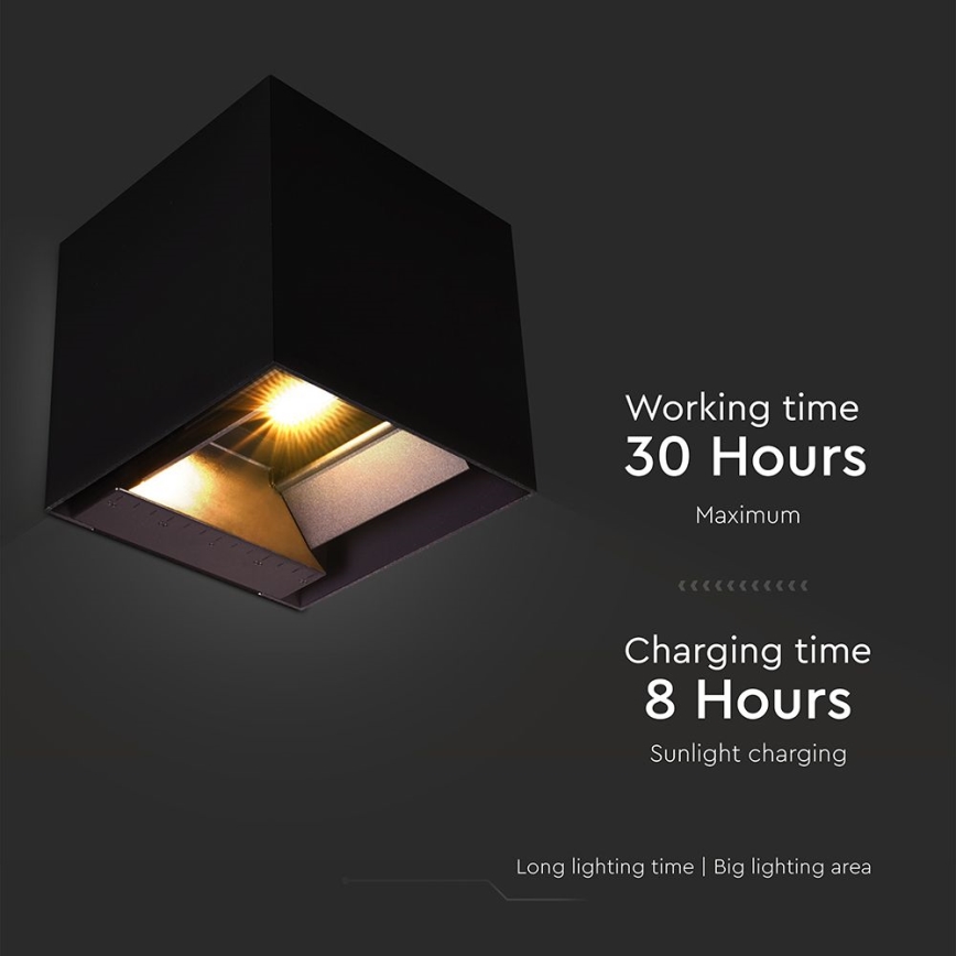 LED Solar wall light with sensor LED/9W/3,7V 3000/4000/5000K 2600 mAh IP65 black