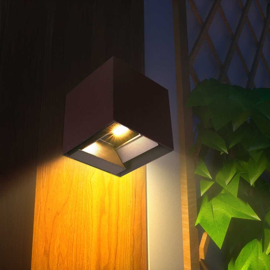 LED Solar wall light with sensor LED/9W/3,7V 3000/4000/5000K 2600 mAh IP65 brown