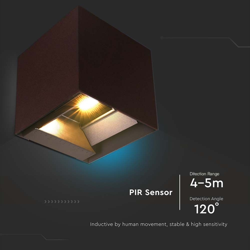 LED Solar wall light with sensor LED/9W/3,7V 3000/4000/5000K 2600 mAh IP65 brown