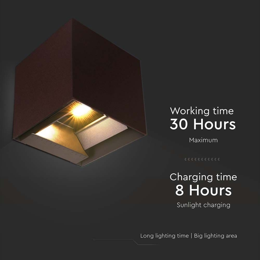 LED Solar wall light with sensor LED/9W/3,7V 3000/4000/5000K 2600 mAh IP65 brown