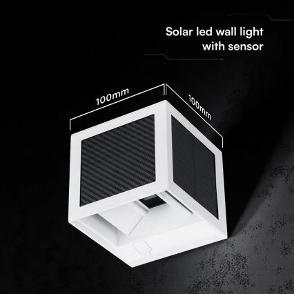LED Solar Wall Light with Sensor LED/9W/3,7V 3000/4000/6000K IP65 2600 mAh White