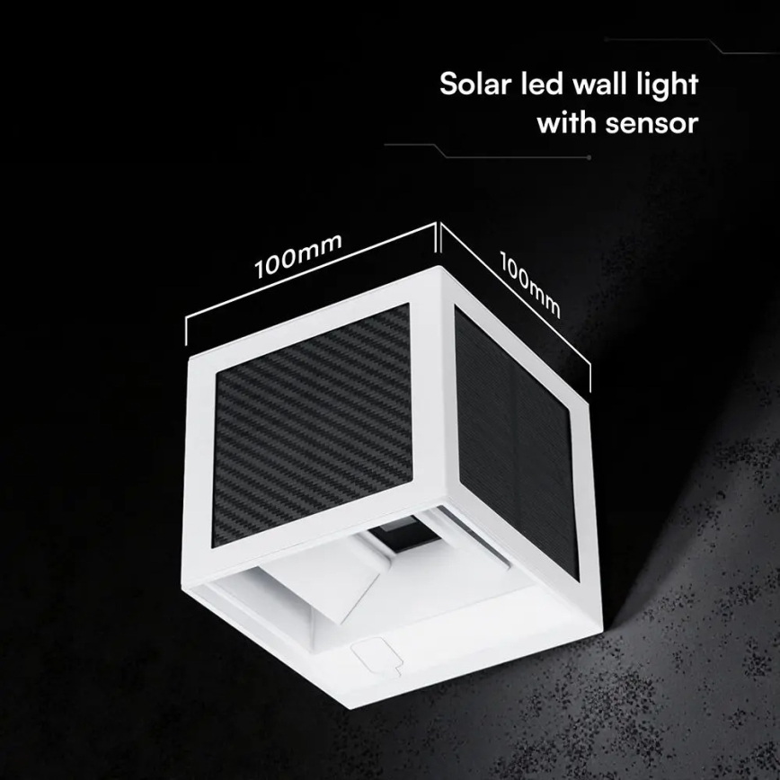 LED Solar Wall Light with Sensor LED/9W/3,7V 3000/4000/6000K IP65 2600 mAh White