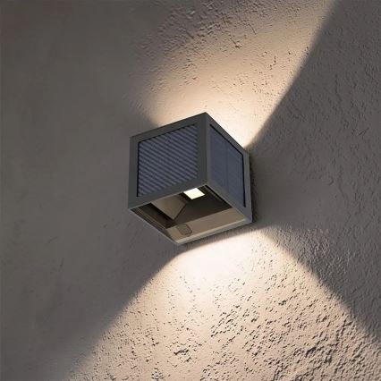 LED Solar Wall Light with Sensor LED/9W/3,7V 3000/4000/6000K IP65 2600 mAh Black