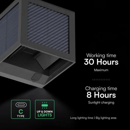 LED Solar Wall Light with Sensor LED/9W/3,7V 3000/4000/6000K IP65 2600 mAh Black