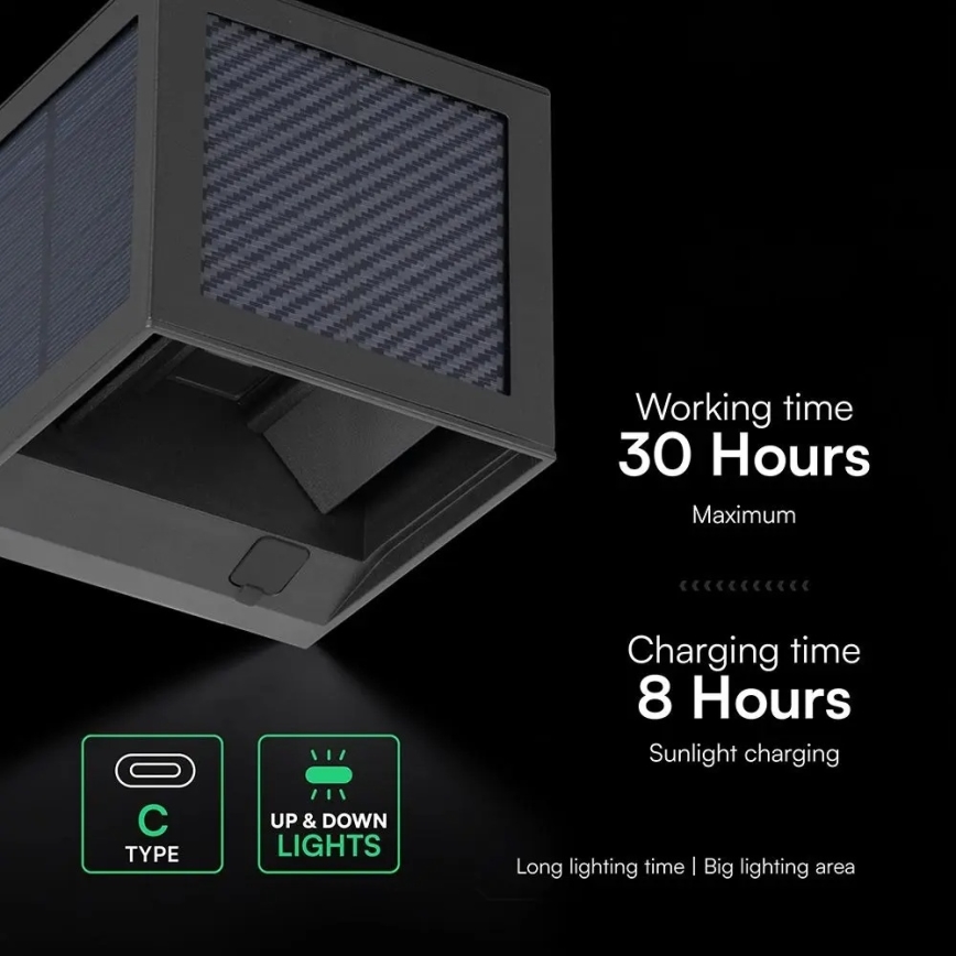 LED Solar Wall Light with Sensor LED/9W/3,7V 3000/4000/6000K IP65 2600 mAh Black