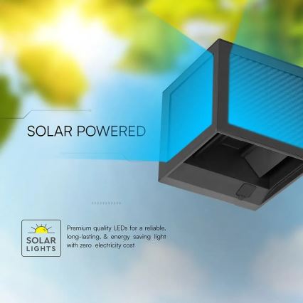 LED Solar Wall Light with Sensor LED/9W/3,7V 3000/4000/6000K IP65 2600 mAh Black