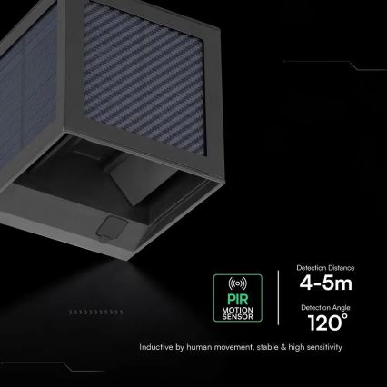 LED Solar Wall Light with Sensor LED/9W/3,7V 3000/4000/6000K IP65 2600 mAh Black