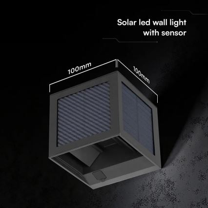 LED Solar Wall Light with Sensor LED/9W/3,7V 3000/4000/6000K IP65 2600 mAh Black