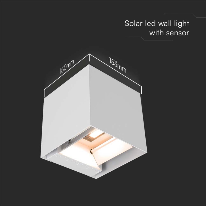 LED Solar wall light with sensor LED/9W/3,7V IP65 3000K white