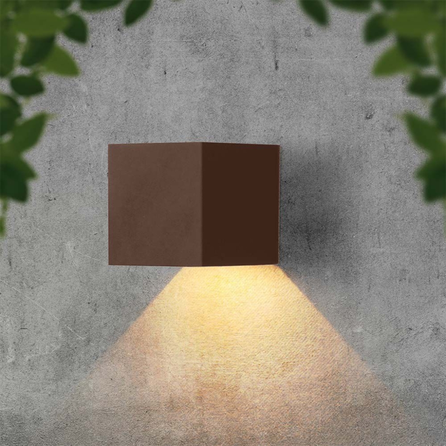 LED Solar wall light with sensor LED/9W/3,7V IP65 4000K brown