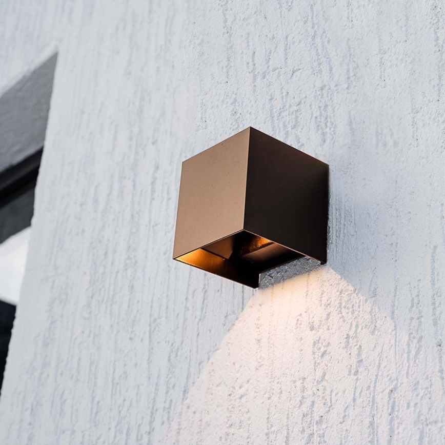 LED Solar wall light with sensor LED/9W/3,7V IP65 4000K brown