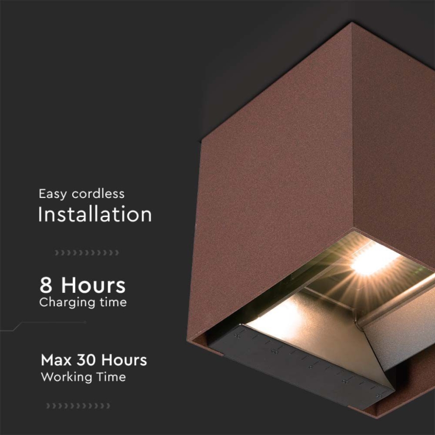 LED Solar wall light with sensor LED/9W/3,7V IP65 4000K brown
