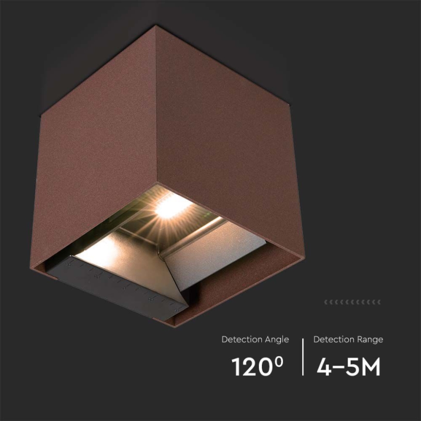 LED Solar wall light with sensor LED/9W/3,7V IP65 4000K brown