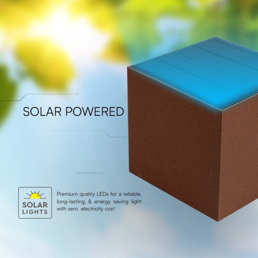 LED Solar wall light with sensor LED/9W/3,7V IP65 4000K brown