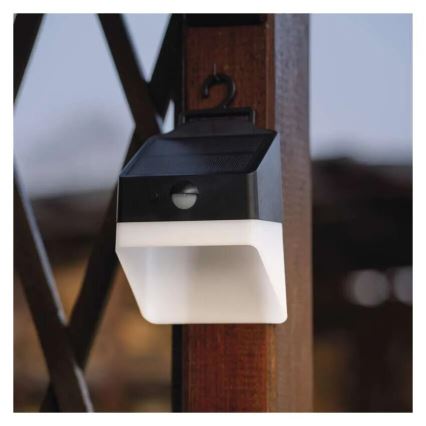 LED Solar wall light with sensor LUMI LED/3,7W IP65 black