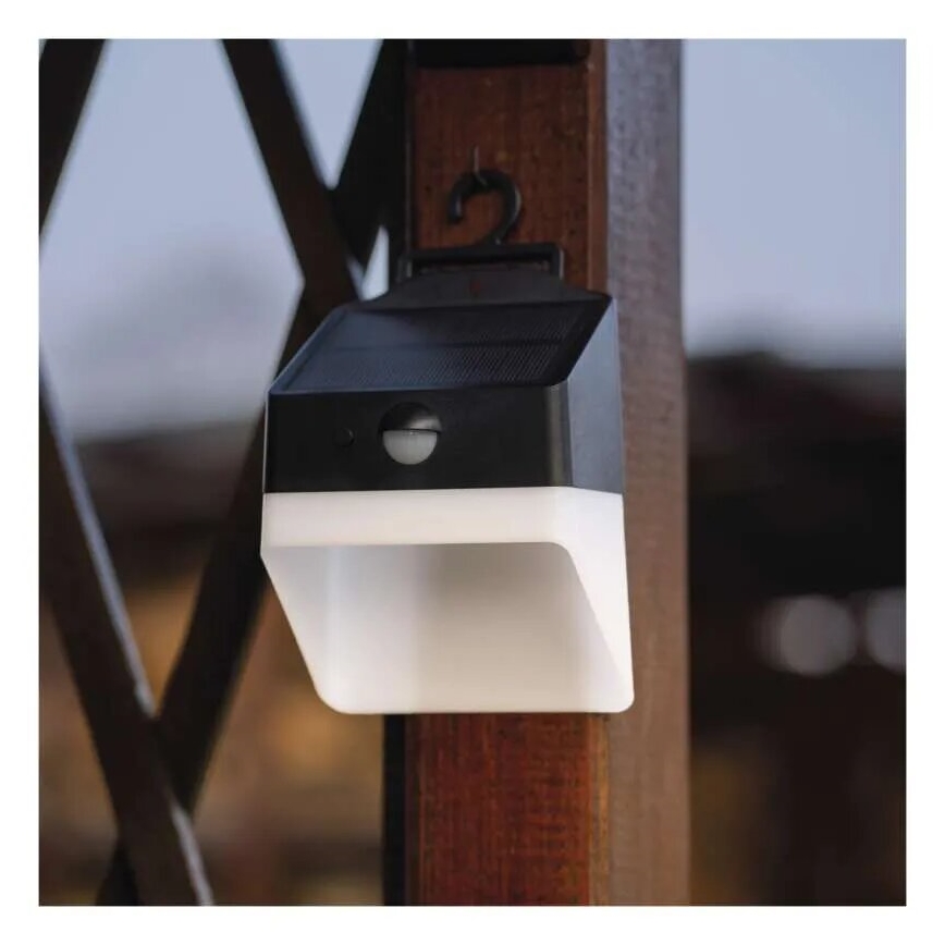 LED Solar wall light with sensor LUMI LED/3,7W IP65 black
