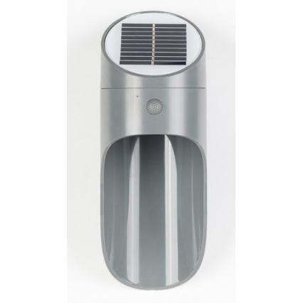LED Solar wall light with sensor PALESA LED/1W/3,7V IP65 1800 mAh grey