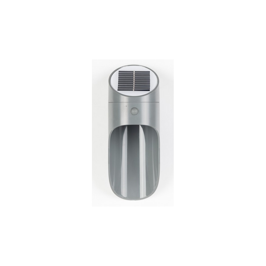 LED Solar wall light with sensor PALESA LED/1W/3,7V IP65 1800 mAh grey
