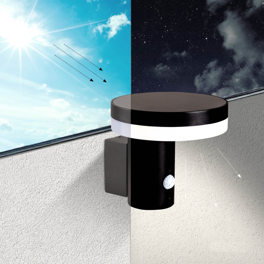 LED Solar wall light with sensor SOLARIS3 LED/5,5W/3,7V 4000K IP44 2600 mAh