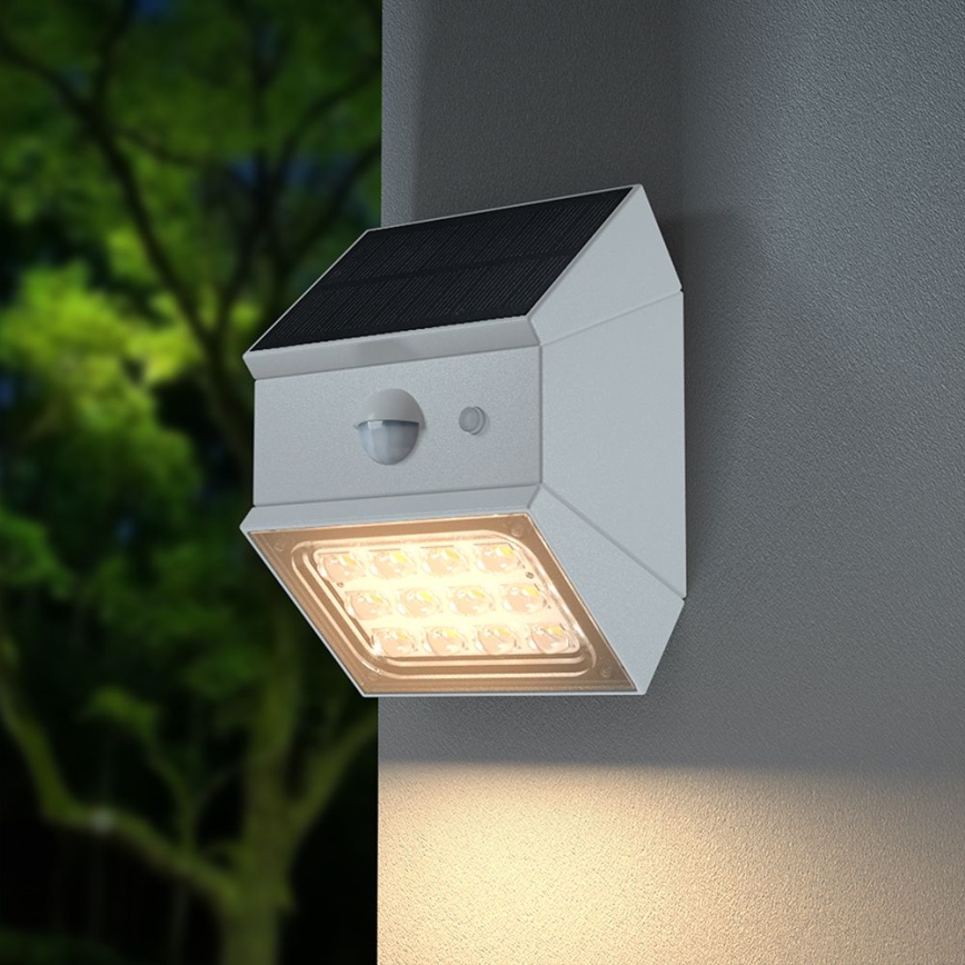 LED wall-mounted solar light with sensor LED/2,5W/3,7V 3000/4000/6000K IP65 1200 mAh white