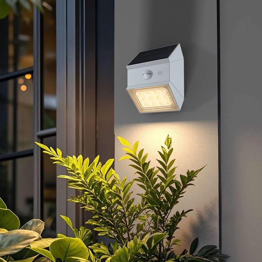 LED wall-mounted solar light with sensor LED/2,5W/3,7V 3000/4000/6000K IP65 1200 mAh white