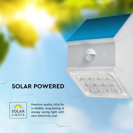 LED wall-mounted solar light with sensor LED/2,5W/3,7V 3000/4000/6000K IP65 1200 mAh white