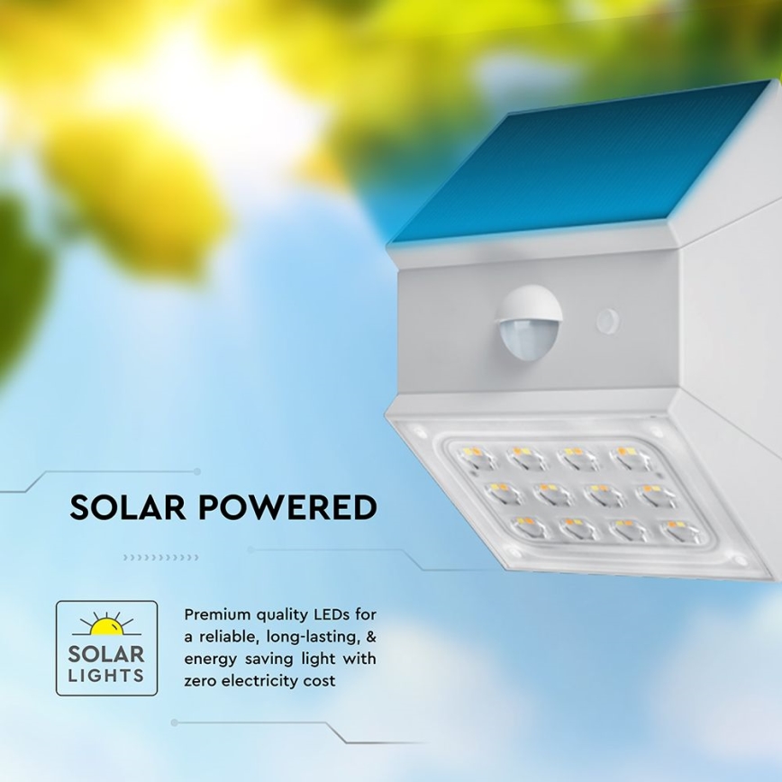 LED wall-mounted solar light with sensor LED/2,5W/3,7V 3000/4000/6000K IP65 1200 mAh white