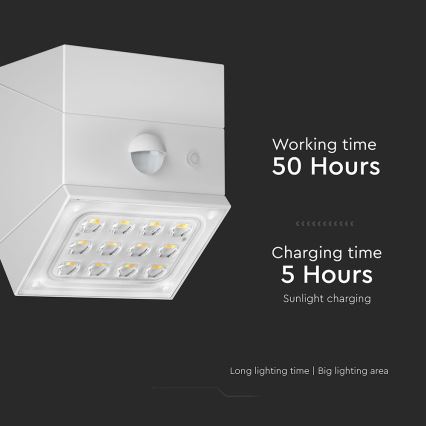 LED wall-mounted solar light with sensor LED/2,5W/3,7V 3000/4000/6000K IP65 1200 mAh white