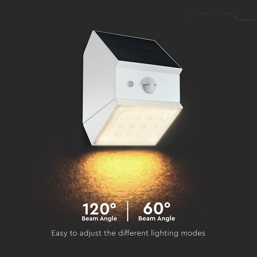LED wall-mounted solar light with sensor LED/2,5W/3,7V 3000/4000/6000K IP65 1200 mAh white