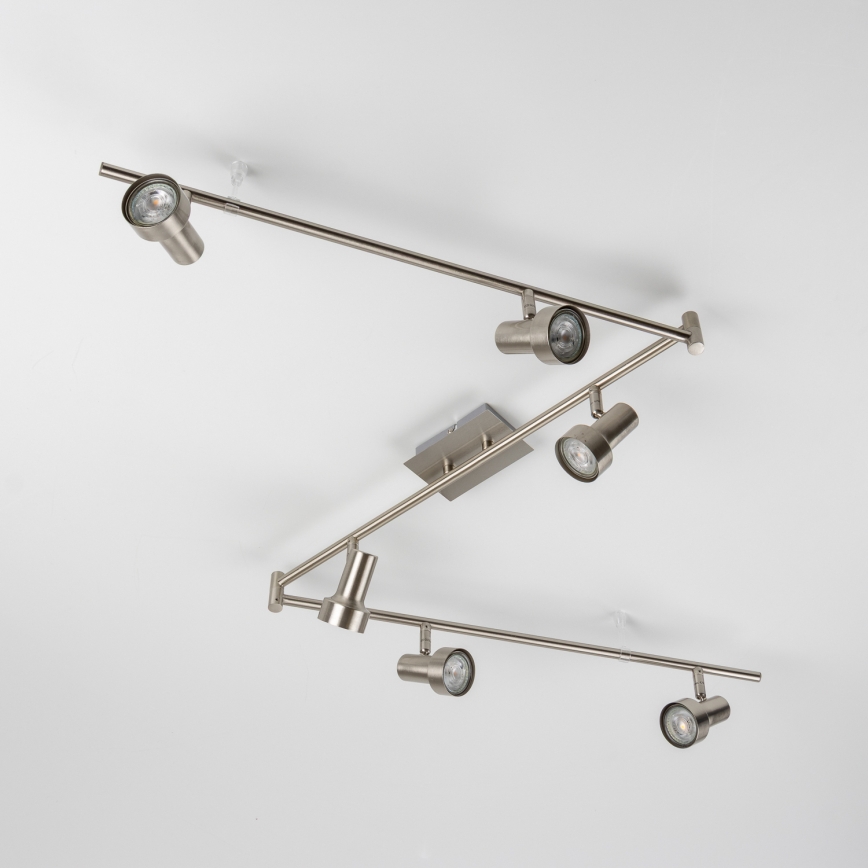 LED Spot Fixture, 6x GU10, 4.7W, 230V, Matte Chrome