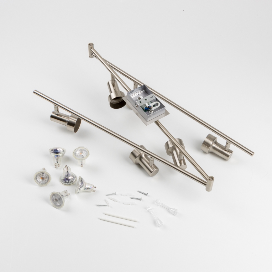 LED Spot Fixture, 6x GU10, 4.7W, 230V, Matte Chrome