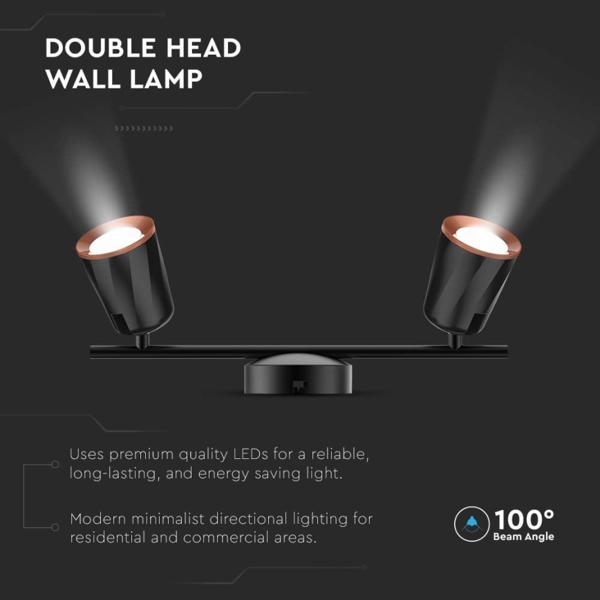 LED spotlight 2xLED/5W/230V 3000K black