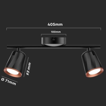 LED spotlight 2xLED/5W/230V 4000K black