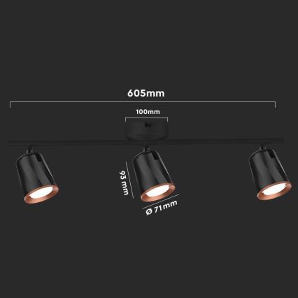 LED spotlight 3xLED/5W/230V 3000K black