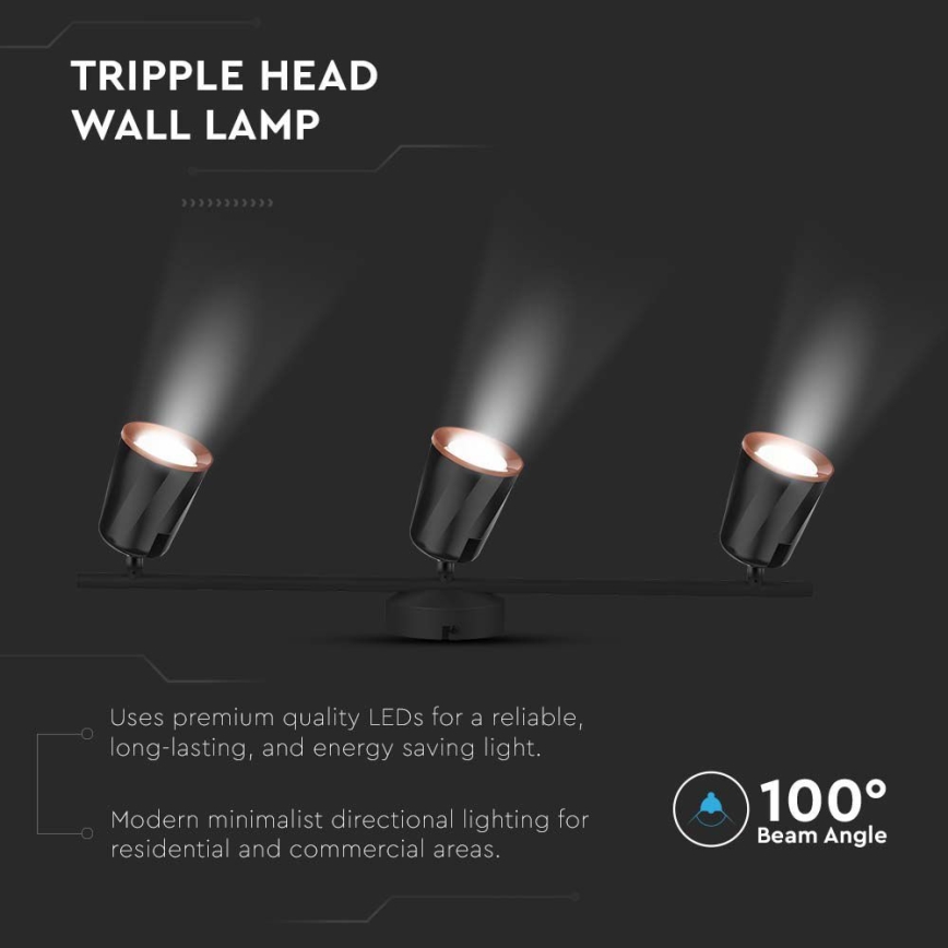 LED spotlight 3xLED/5W/230V 4000K black