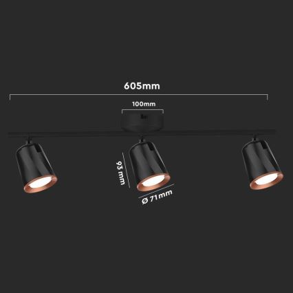 LED spotlight 3xLED/5W/230V 4000K black