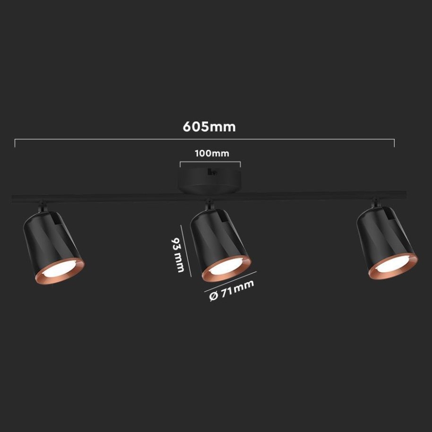 LED spotlight 3xLED/5W/230V 4000K black
