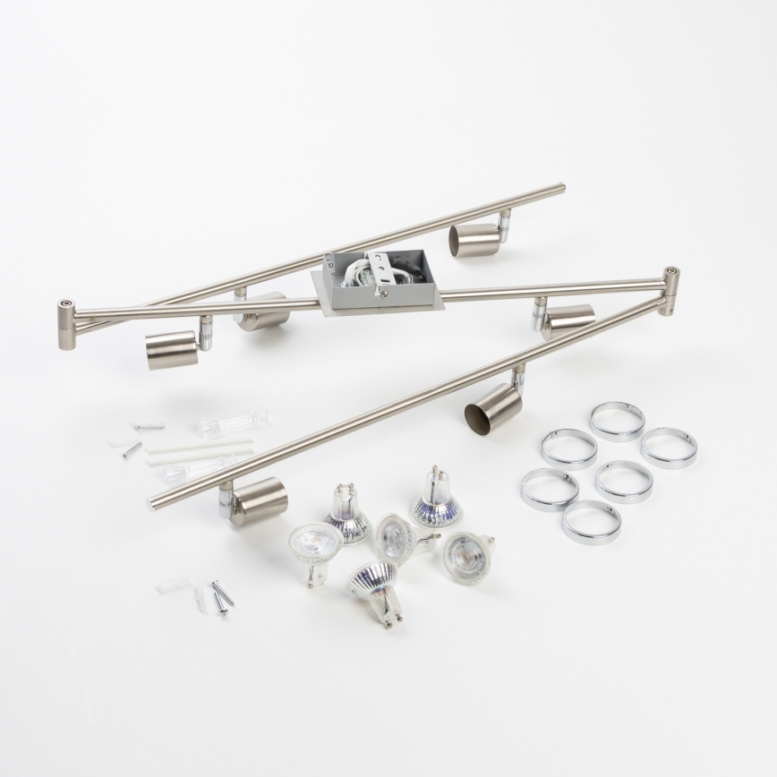 LED spotlight 6x GU10 / 5W / 230V, matte chrome